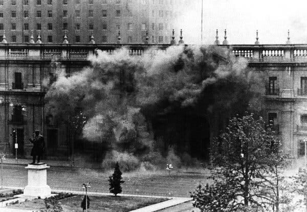 Bombing of the presidential palace of Chile, 1973. Source: New York Times