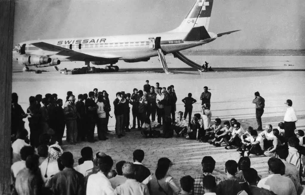 1970: SwissAir flight hijacked by the Popular Front for the Liberation of Palestine, taking passengers hostage. Source: Sun Sentinel